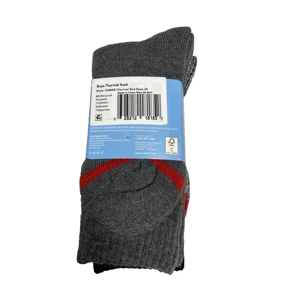 kodiak boys thermal creek socks 2 pairs 1‎ pack size medium 10 - 2.5